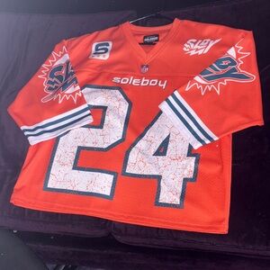 Mens’s Orange cropped ' Graphic Jersey Top